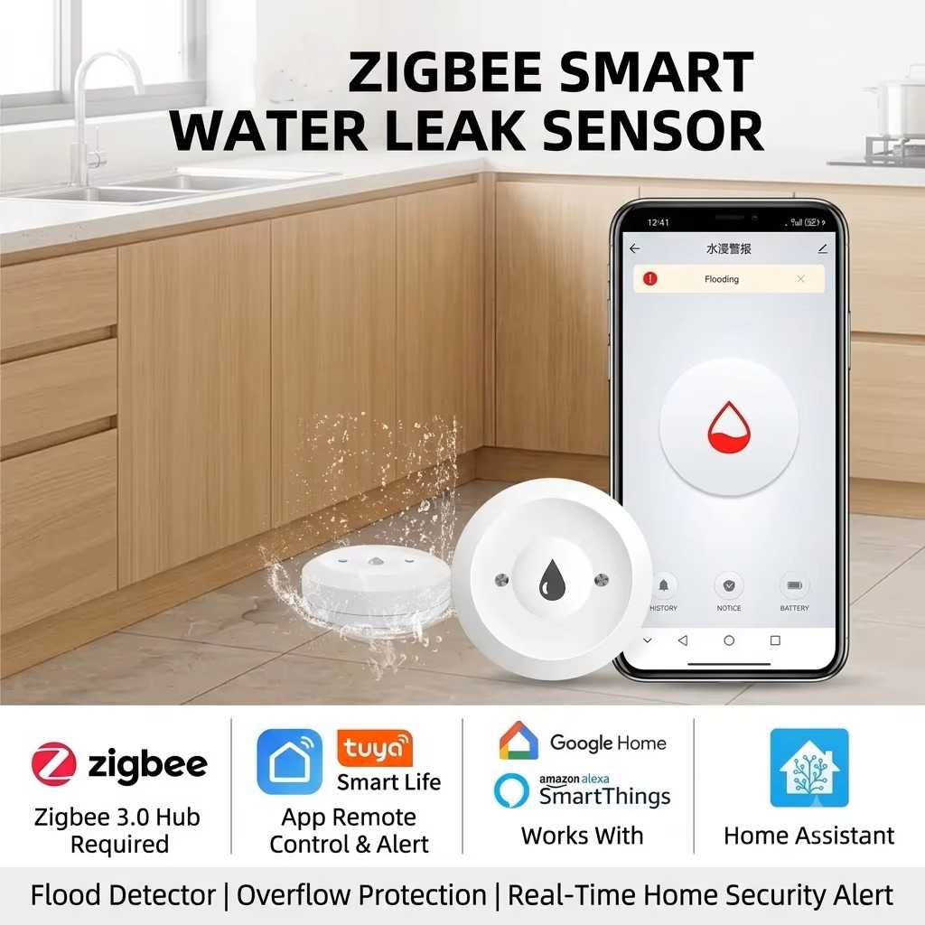 ZigBee 3.0 Smart Water Leak Se - đánh giá và giá Water Alarm Sensor